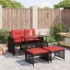 Patio Sofa Set Brown Poly Rattan Medium Removable Covers
