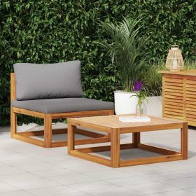 Wooden Sofa Set Dark Grey Solid acacia wood, 100% polyester