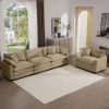Mid-Century Modern Sectional Set of Two, One 3-Seater Sectional and One Single-Seater Sectional with 2 Arm Pillows and 4 Throw Pillows