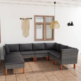 Garden Lounge Set Grey PE rattan Large Removable Covers