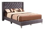 Transitional Gray Full Upholstered Bed
