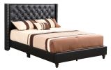 Elegant Black Upholstered Queen Bed