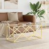 Coffee Table Gold Stainless Steel, Tempered Glass Medium Durable