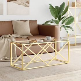 Coffee Table Gold Stainless Steel, Tempered Glass Medium Durable