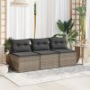 Garden Sofa Grey PE Rattan 21.3 in W x 25.2 in D x 21.3 in H