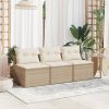 Garden Sofa Beige PE rattan Medium Modular Garden Sofa Square