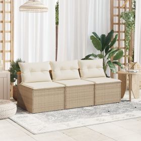 Garden Sofa Beige PE rattan Medium Modular Garden Sofa Square