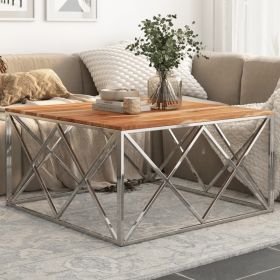 Coffee Table Silver Stainless steel 39.4 in Appealing Design