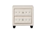 Sophia Modern Style Crystal Tufted 2-Drawer Nightstand Upholstered with Velvet Fabric Made with Wood in Cream