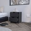 Nightstand Gandu, Two Drawers, Black Wengue Finish