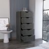 Dresser 42H" 5 Drawers Narrow Dresser, Slim Storage Chest of Drawers, Bedroom, Smokey Oak