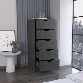 Dresser 42H" 5 Drawers Narrow Dresser, Slim Storage Chest of Drawers, Bedroom, Smokey Oak
