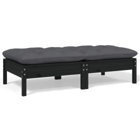 2-seater Garden Sofa Set of 2 Black