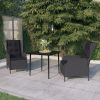 Garden Dining Set Dark Grey Powder-Coated Steel Compact