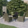 Garden Dining Set Chair: Brown, Cushions: Black, Table: Black