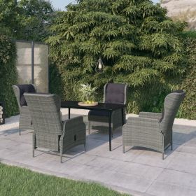 Garden Dining Set Light grey and black