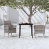 Garden Dining Set Gray and Black PE rattan Medium Durable