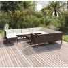 Garden Lounge Set Brown PE rattan, powder-coated steel, polyester
