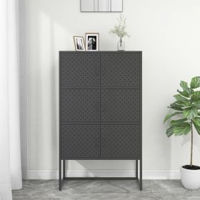 Highboard Anthracite Steel Adjustable Feet Highboard