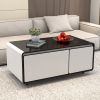 Modern Smart mini Coffee Table with Built in Fridge;  Outlet protection; Wireless charging module; Mechanical temperature control; Power socket; USB i