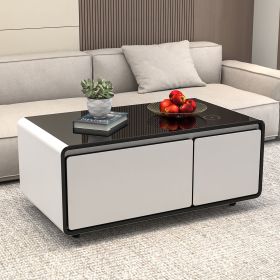 Modern Smart mini Coffee Table with Built in Fridge;  Outlet protection; Wireless charging module; Mechanical temperature control; Power socket; USB i