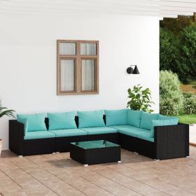 Garden Lounge Set Black and Water blue