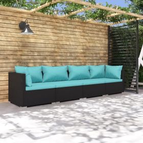 Garden Lounge Set Black PE rattan Modular set size Modular