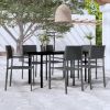 Garden Dining Set Black Powder-coated steel, glass, plastic Large