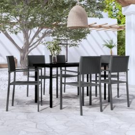 Garden Dining Set Black Powder-coated steel, glass, plastic Large