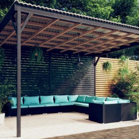 Garden Lounge Set Black PE Rattan Large Modular