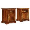 Bedside Cabinet Set of 2 Brown Solid Acacia Wood Medium