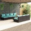 Garden Lounge Set Black PE rattan Standard Modular