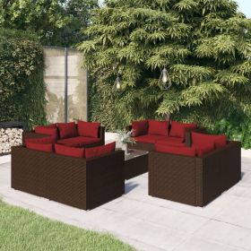 Garden Lounge Set Brown PE rattan 9-piece set Modular