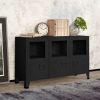 Sideboard Black Metal, glass Medium Sideboard Rectangular