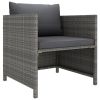 Garden Sofa Grey PE rattan, steel 23.6 in x 23.6 in Modular