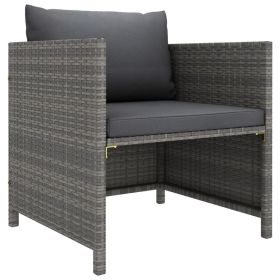 Garden Sofa Grey PE rattan, steel 23.6 in x 23.6 in Modular