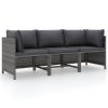 Garden Sofa Grey PE rattan, steel, polyester 3-Seater