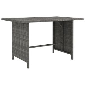 Dining Table Grey PE rattan, Powder-Coated Steel Medium