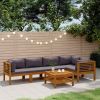 Wooden Lounge Set Dark Gray, Natural Wood Solid Acacia Wood Medium