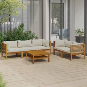 Garden Lounge Set Cream Solid Acacia wood Medium Modular