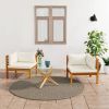 Corner Sofa Cream White Solid Acacia Wood, 100% polyester cushions