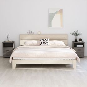Bedside Cabinet Set of 2 Light grey Solid pine wood, MDF Standard