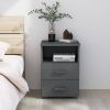 Bedside Cabinet Dark Grey Solid pine, MDF