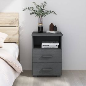Bedside Cabinet Dark Grey Solid pine, MDF