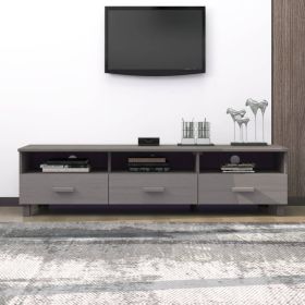 TV Cabinet Light Grey Solid Pinewood, MDF Medium TV Cabinet