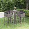 Garden Bar Set Grey PE rattan, powder-coated steel Medium