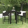 Garden Bar Set Black and Cream White PE Rattan, Powder-Coated Steel