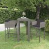 Garden Bar Set Gray, Dark Gray PE rattan, steel Medium Footrest