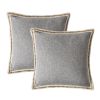 Set of 2 Throw Pillow Covers Vintage Linen Trimmed Cushion Covers, 20"x20