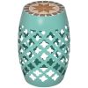 12" Patio Round Side Table, Outdoor Footstool, Garden Mosaic Accent Side Table, Plant Stand, Blue